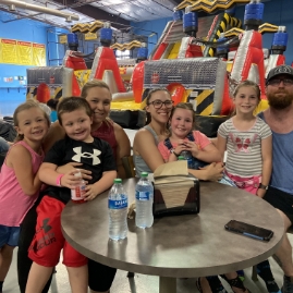 people having fun at trampoline park