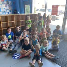 group of kids at a trampoline park